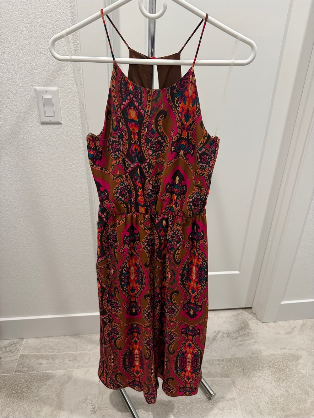 Everly Paisley Jumpsuit in Brown and Pink